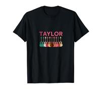 Taylor Personalized Name I Love Taylor Guitar Pink T-Shirt