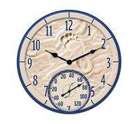 Taylor Precision Products, By The Sea Poly Resin Indoor and Outdoor Clock and Thermometer, 14 Inch, Multi-Color