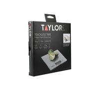 Taylor Pro Compact Digital Kitchen Scales with Touchless Tare in Gift Box, Glass / Plastic - Silver