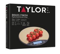 Taylor Pro Digital Kitchen Scale, Compact Food Scale, Highly Accurate Digital Food Scale, Weights 5kg, Black and Brass, Gift Boxed, Messingeffekt