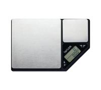 Taylor Pro Dual Platform Digital Kitchen Scales, 5kg and 500g,Black/Silver | Precision Food Weighing, Brushed Stainless Steel, Tare Function, Baking Measurement Tool, Easy Read Electronic Display