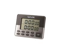 Taylor Kitchen Timer, Pro Dual Digital Timer, 24 Hour Timer, Stopwatch and Countdown Function, Grey & Silver