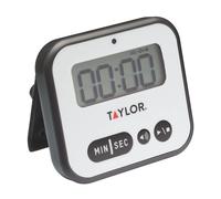 Taylor Kitchen Timer, Professional Loud Digital Timer with Alert Light, Stopwatch Function, White & Black,5 x 8.5 x 7.5 cm