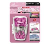 Taylor Seville Originals Magic Comfort Grip Flat-Head Extra-Long Pins, Razor-Sharp Point with Heat-Resistant Handle, Pink, 0.6 x 56mm - 100 Pieces
