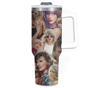 (Taylor Swift Collage_22078) 40 oz Tumbler with Handle Stainless Steel Insulated Cup Leak Proof Travel Coffee Mug Keep Drinks Cold Hot Print Gifts for Men Women Girl Boy