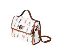 (Taylor Swift Eras Evolution_7754) Canvas Crossbody Handbag with Lock Top All Over Print Retro Messenger Bag for Women, Girl Brown Trim & Adjustable Shoulder Strap Waterproof 10.8"L