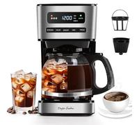 Taylor Swoden 1.8L Filter Coffee Machine with Iced Coffee Mode, Programmable Drip Coffee Maker, 24H Timer, 3 Brew Strengths, Auto Clean, Keep Warm & Anti-Drip, Glass Carafe, Black - Flex