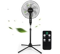 Taylor Swoden 16-Inch Pedestal Fan with Remote Control, Ultra-Quiet 7-Blade Oscillating Floor Fan, Adjustable Height, 9H Timer & 3 Speeds, Powerful Electric Cooling Fan for Bedroom & Home Office- Zen
