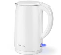 Taylor Swoden Electric Kettle, Double Wall Insulated Kettle Cordless, Stainless Steel Interior & Lid, Cool Touch, Quiet Fast Boil, 2200W, 1.5 Litre, White - Hedy 30J4U