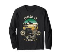 Taylor TX USA Hotrod Retro Desert Sunset Style Design Long Sleeve T-Shirt