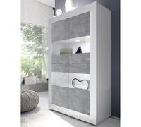 taylor white gloss display cabinet 4 doors in cement with led