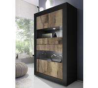 taylor wooden display cabinet 4 doors in black and pero with led