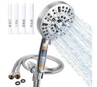 TaylorHe 10 Function Powerful Hand Held High Pressure Shower Head and Hose Set Jet Spray Massage Mist Rinse Mode Filtered Shower Head (and 4 Extra Filters) and 1.5M Hose
