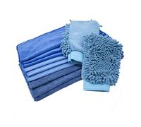 TaylorHe 11 pcs Car Washing Kit with Car Wash Mitt Lint Free Car Cleaning Cloths (2 x Mitts + 3 x Microfibre Car Cloth + 3 x Fluffy Cloth + 3 x Waffle Cloth) Car Cleaning Set