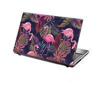 TaylorHe 13-14 inch Laptop Skin Vinyl Decal with Colorful Patterns and Leather Effect Laminate MADE IN England Tropical Flamingos
