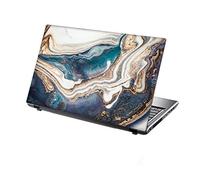 TaylorHe 13-14 inch Laptop Skin Vinyl Decal with Colorful Patterns and Leather Effect Laminate MADE IN England Flowing Energy Blue Cream