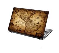 TaylorHe 15.6 inch 15 inch Laptop Skin Vinyl Decal with Colorful Patterns and Leather Effect Laminate MADE IN England Vintage Map