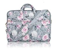 TaylorHe 15.6" Poly Canvas Laptop Bag Macbook Case 15-16 inch Laptop Case Laptop Shoulder Bags with Patterns, Side Pockets Handles and Detachable Strap Elegant Vintage Roses