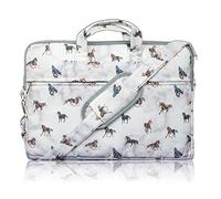 TaylorHe 15.6" Poly Canvas Laptop Bag Macbook Case 15-16 inch Laptop Case Laptop Shoulder Bags with Patterns, Side Pockets Handles and Detachable Strap Majestic Horses