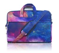 TaylorHe 15.6" Poly Canvas Laptop Bag Macbook Case 15-16 inch Laptop Case Laptop Shoulder Bags with Patterns, Side Pockets Handles and Detachable Strap Colourful Cosmos