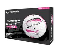 TaylorMade Mens White and Pink SpeedSoft Ink 12 Golf Ball Pack | American Golf