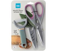 Taylors Eye Witness 2 Piece Scissor & Peeler Set - Soft Grip & Heavy Duty Kitchen Shears with Serrated Blades, Bottle Opener & Jar Opener. Includes Ergonomic Vegetable Peeler & Protective Blade Guard