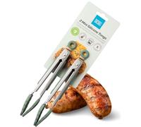 Taylors Eye Witness 2 Small Steel Sage Silicone Tongs - Dishwasher Safe. Sturdy, Non-Scratch Heads, Handy Locking System. Odour, Stain, Heat Resistant (260°C/500°F) 5 Year Guarantee