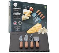 Taylors Eye Witness 4 Piece Cheese Knife & Board Set - Stylish Cheese Knives Gift Box Set. with Elegant Walnut Wood Effect, Peardrop Shape Handles & Classic Black Slate Server. 2 Year Guarantee