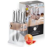 Taylors Eye Witness 6 Piece Knife Block Set - Full Metal Kitchen Knives with Stylish Acacia Wood & Acrylic Storage. Stainless Steel Precision, Durable. Includes Paring, Chef, Bread & Carving Knives