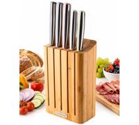Taylors Eye Witness CHROMACHEF 5-Piece Magnetic Knife Block Set - Taper Ground Razor Sharp Blades, Sustainable Bamboo Block & Comfortable Resin-Filled Weighted Stainless Steel Handles. Colour Coded