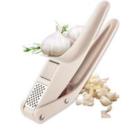Taylors Eye Witness Dual Garlic Mincer & Slicer - Durable & Heavy Duty Garlic Press with Ergonomic Non Slip Handle, Built in Grating Plate & Easy to Clean Swing Out Chamber. Dishwasher Safe (Oyster)