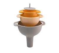 Taylors Eye Witness Four Piece Kitchen Funnel Set - Tab Handled Nested Funnel Pack With Detachable Strainer. Filter Or Bottle Oil And Liquid Or Dry Ingredients Like Flour And Pepper.