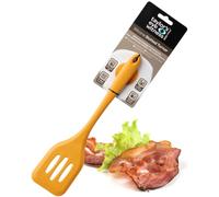 Taylors Eye Witness Large Mustard Yellow Silicone Slotted Spatula - Dishwasher Safe. Great for Non-Stick Frying Pans. Drainage Slots, Odour, Stain & Heat Resistant (260°C/500°F). 5 Year Guarantee