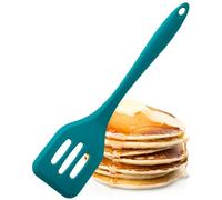 Taylors Eye Witness Large Silicone Lagoon Blue Slotted Spatula - Dishwasher Safe. Great for Non-Stick Frying Pans. Slotted for Drainage. Odour, Stain & Heat Resistant (260°C/500°F). 5 Year Guarantee