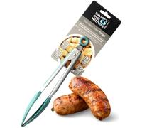 Taylors Eye Witness Large Steel Aqua Blue Silicone Tongs - Dishwasher Safe, Non-Scratch Heads, Locking Mechanism, Heat & Stain Resistant (260°C/500°F), 23cm (9 inches)