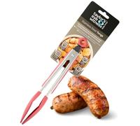 Taylors Eye Witness Large Steel Raspberry Silicone Tongs - Dishwasher Safe. Sturdy Build, Non-Scratch Heads, Convenient Locking Mechanism. Odour, Stain & Heat Resistant (260°C/500°F). 5 Year Guarantee