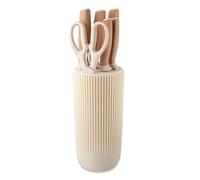 Taylors Eye Witness Madison 6-Piece Knife Block Set with Kitchen Scissors - Paring, Chefs, Carving, Bread & All-Purpose Knives with Sharp, Nonstick Oyster-Coloured Blades & Soft-Grip Beech Handles