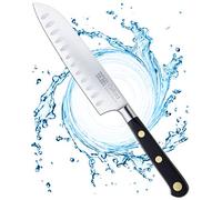 Taylors Eye Witness Oxford Professional Scalloped Santoku Knife - 12.5cm/5” Full Tang Blade, Top Grade Taper Ground Stainless Steel. Traditional Triple Brass Rivet Handle. Razor Sharp.