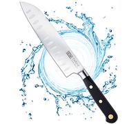 Taylors Eye Witness Oxford Professional Scalloped Santoku Knife - 17cm/7” Full Tang Blade, Graded Taper Ground Stainless Steel. Traditional Triple Brass Rivet Handle. Razor Sharp.