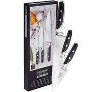 Taylors Eye Witness Professional Sabatier Kitchen Knife Set - 3 Piece. Paring, Utility & Chef’s Knives. Full Tang Sharpe, Blade. Taper Ground Carbon Steel. Twin Rivet Handles