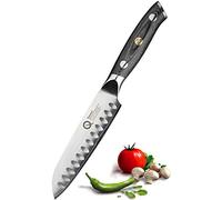Taylors Eye Witness Quantum Pakka Wood Handle Santoku Knife - 12cm / 5” Blade. Premium High Hardness Exotic Super-Steel Core, Between 66 Premium Steel Alloy Layers, Damascus Hamaguriba Grind Profile.