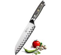 Taylors Eye Witness Quantum Pakka Wood Handle Santoku Knife - 17.5cm / 8” Blade. Premium High Hardness Exotic Super-Steel Core, Between 66 Premium Steel Alloy Layers, Damascus Hamaguriba Grind Profile