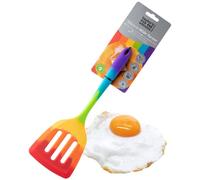 Taylors Eye Witness Rainbow Extra Wide Silicone Slotted Spatula - Dishwasher Safe. Great for Non-Stick Frying Pans. Liquid Drainage Slots. Odour, Stain & Heat Resistant (260°C/500°F). 5 Yr Guarantee