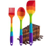 Taylors Eye Witness Rainbow Mini Silicone Spoon, Spatula and Brush Set - Dishwasher Safe. Non-Scratch Heads. Handy Utensil Kitchen Tool Trio. Odour, Stain & Heat Resistant. 5 Year Guarantee