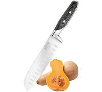 Taylors Eye Witness Sabatier Professional Oriental Santoku Knife - 7in/17.5cm Forged, High Chrome Taper Ground, Stainless Steel Full Tang Blade. Twin Rivet Pakka Wood Handle. Sharper for Longer