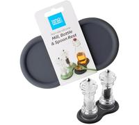 Taylor's Eye Witness Salt and Pepper Mill Tray - Non-Slip Silicone Pepper Grinder Rest for Spoon, Oil & Condiment Bottles. Kitchen Counter & Dining Table Protector. 17x9x0.9cm. Graphite Colour