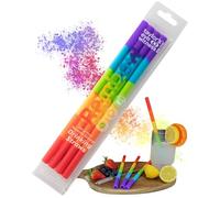 Taylors Eye Witness Set of 4 Reusable Drinking Straws - 25cm Silicone Straw Set with Cleaning Brush. Compatible with Most Cups & Tumblers. Soft, Comfortable to Use & Dishwasher Safe. Rainbow Colour