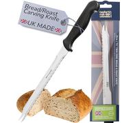 Taylors Eye Witness Sheffield Made Bread & Roast Carving Knife - 19cm Double Edged Blade with Serving Prongs. Multi Use Kitchen Knife with Fine Precision Ground Razor Blade Steel & Fibre Feel Handle