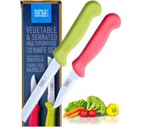Taylors Eye Witness Sheffield Made Vegetable & Multipurpose Bright Knife Set of 2 - Heavy Duty & Razor Sharp Kitchen Knives with Ultra Fine Precision Ground Stainless Steel Blade & Fibre Grip Handle