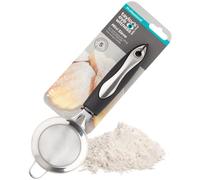 Taylors Eye Witness Stainless Steel Mini Sieve Strainer - Small fine mesh Strainer/Drainer. Black Soft Grip Handles with Hanging Hole. Ideal for Sifting Flour, Dusting Sugar. 5 Year Guarantee.